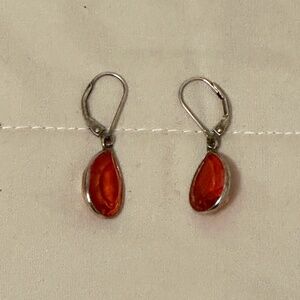 925 Sterling Silver Artisan Crafted Genuine Treated Fire Quartz Dangle Earrings